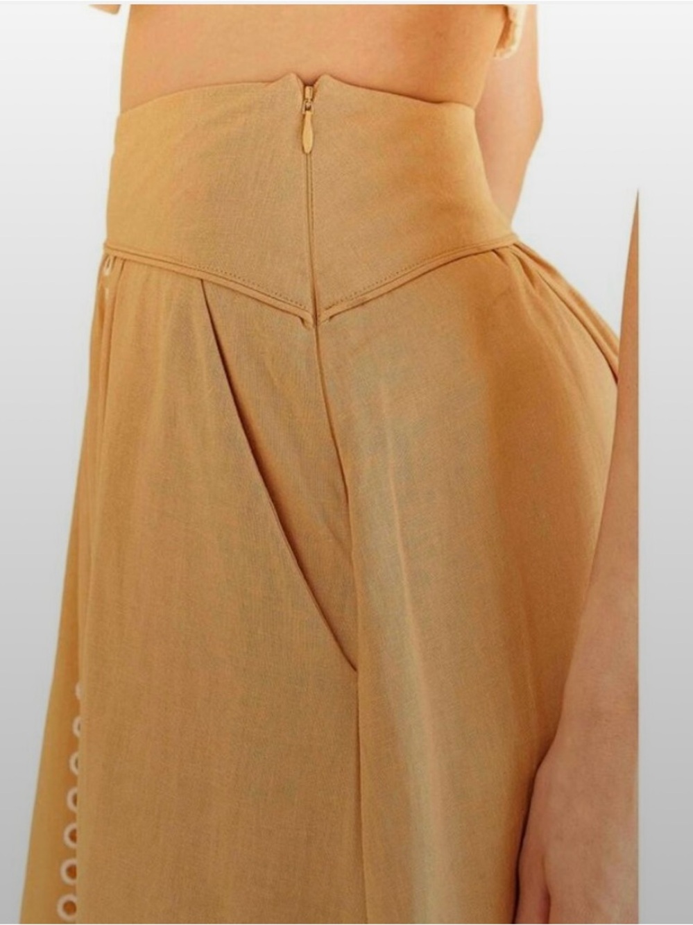 FARM Rio Tan Maxi Skirt with White Cutwork Embroidery - Picture 4 of 6